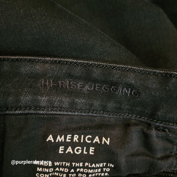 American Eagle Jeans 12 R Dream Jegging Hi Rise Tummy Control Black Wash Denim - Picture 5 of 12